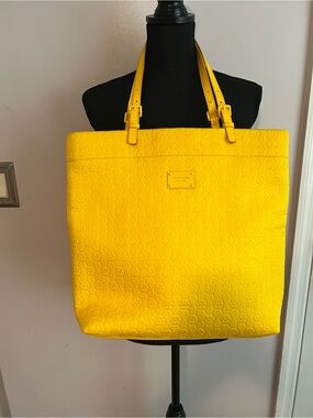 Michael Kors Yellow Monogram Leather Tote Shoulder Bag